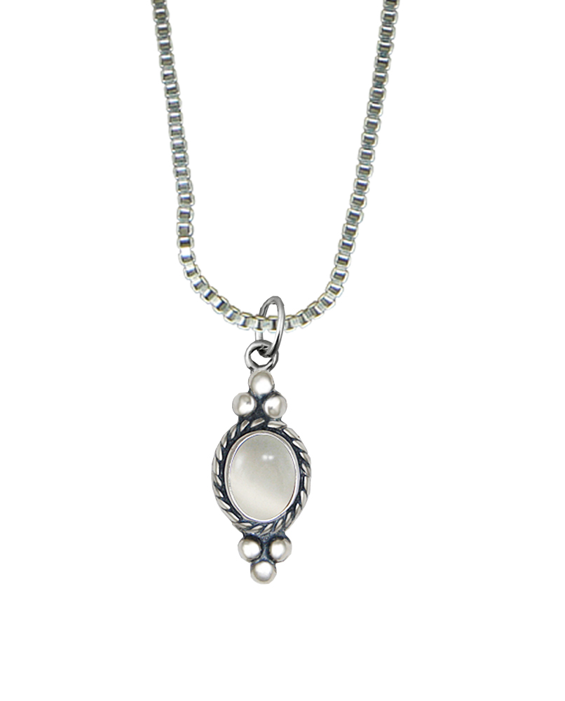 Sterling Silver Little White Moonstone Pendant Necklace